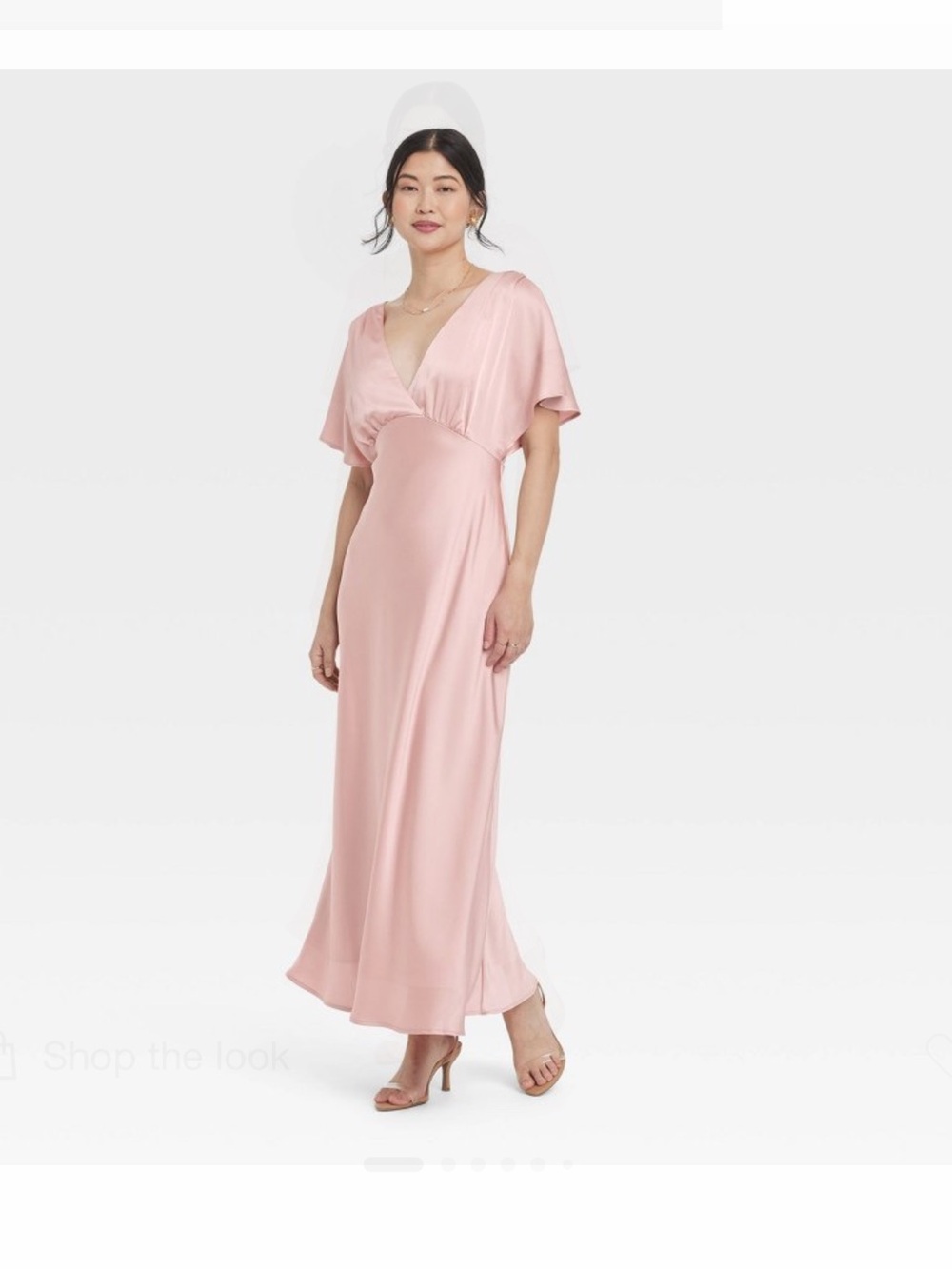 a new day Blush Pink Satin V-Neck Maxi Dress